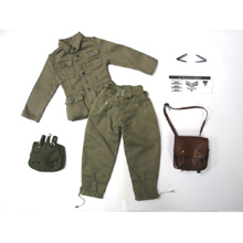 1:6 Scale German WWII M43 Field Blouse and Trouser with Engineer Tool Leather Pouch and 3D printed Soulder Boards